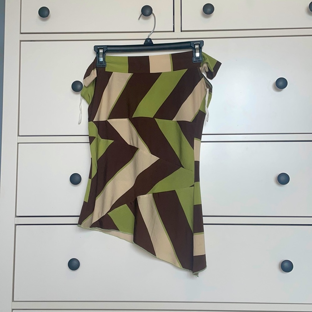 off the shoulder green and brown y2k top